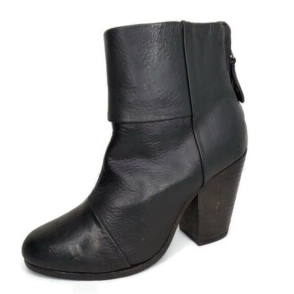 rag & bone Black Leather Ankle Booties - Picture 1 of 8